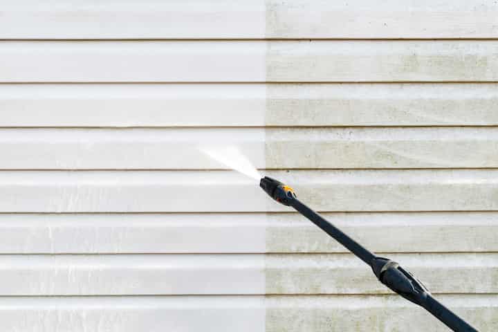 Residential exterior power washing in Sacramento, CA: Before and after transformation.